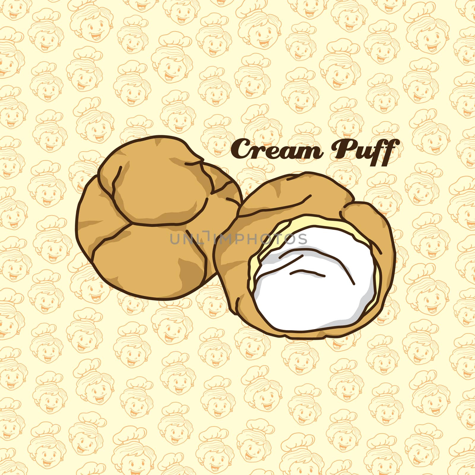 delicious cream puff by vector1st