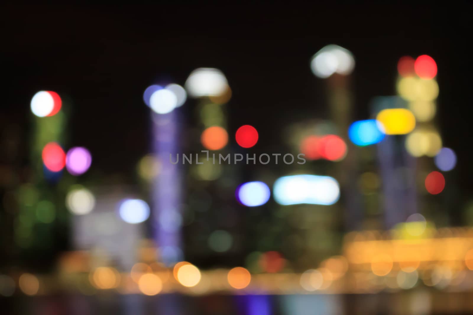 Colorful bokeh of city in night
