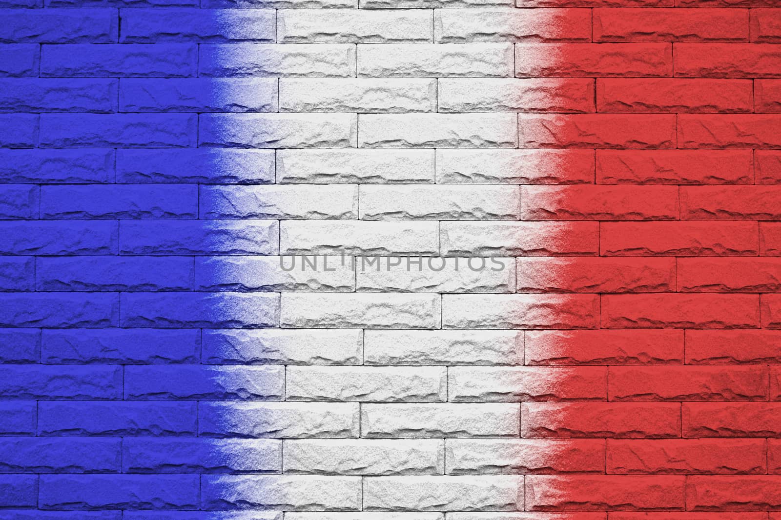 France brick wall background, National flag by worrayuth