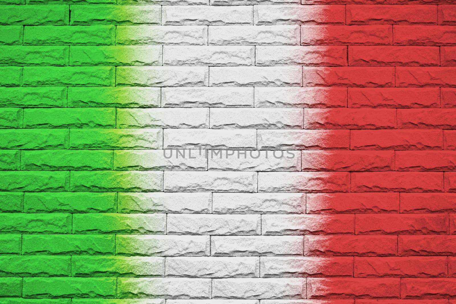 Italy brick wall background, National flag by worrayuth