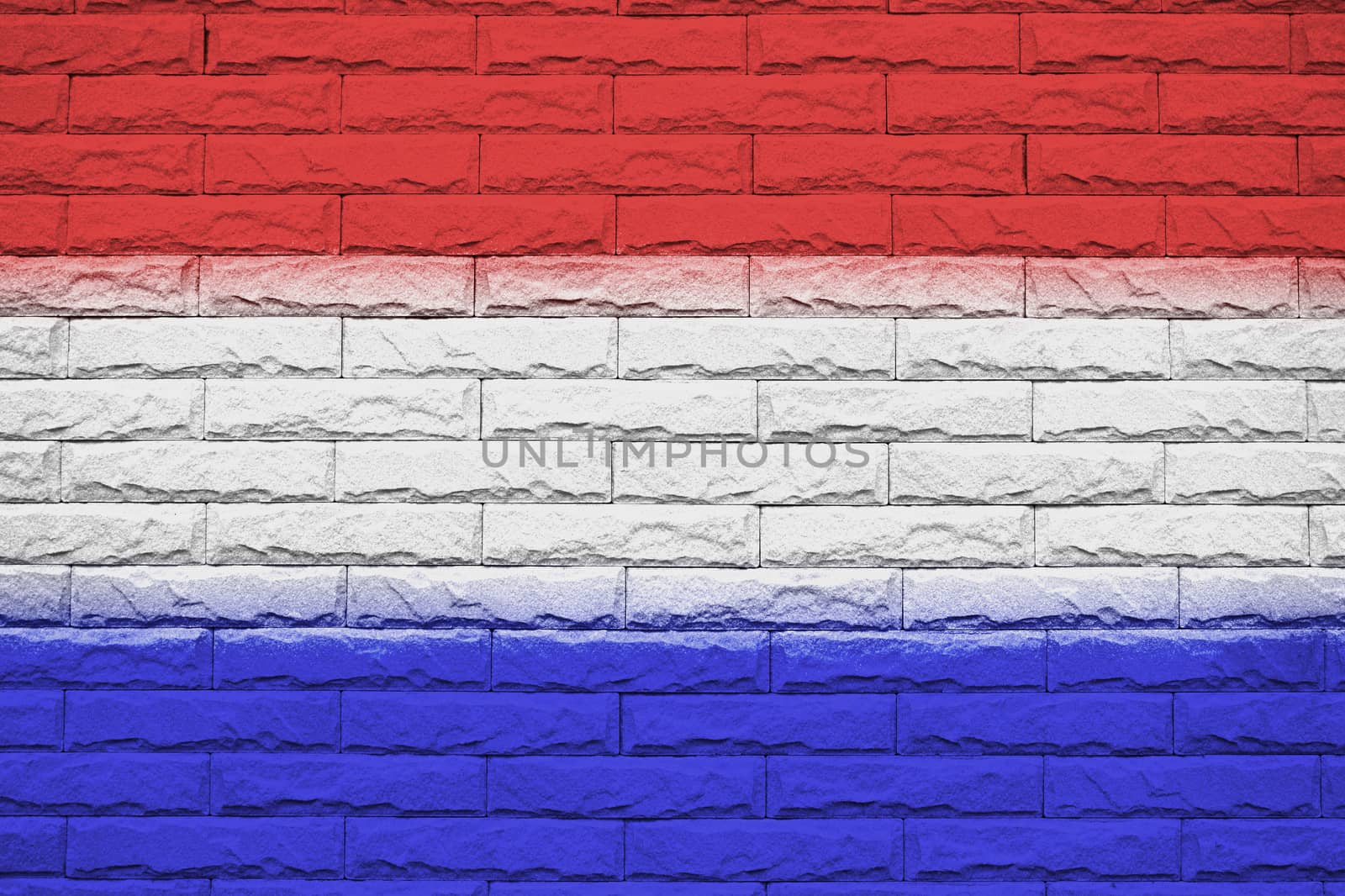 Netherlands brick wall background, National flag