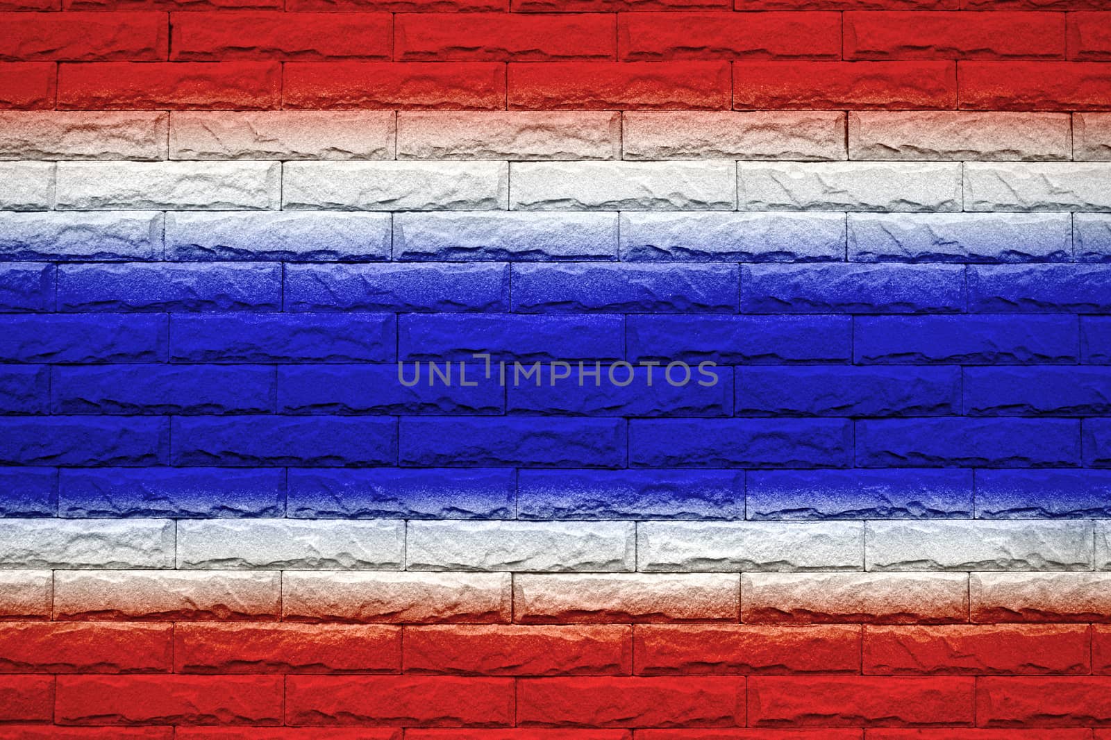 Thai brick wall background, National flag