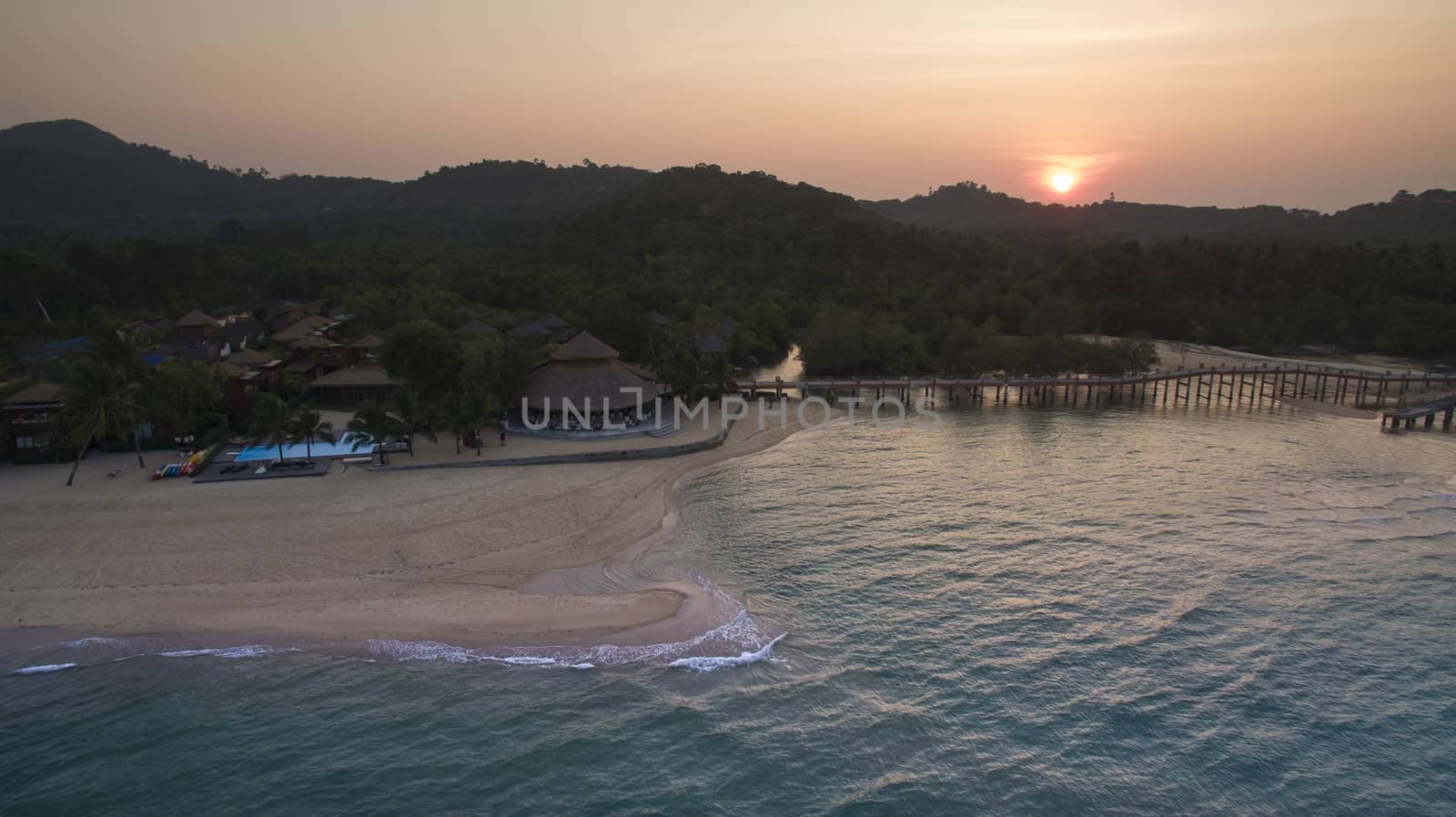 aerial view of Payam Island beautiful seascape and traveling destination in Ranong Province Andaman sea southern of thailand