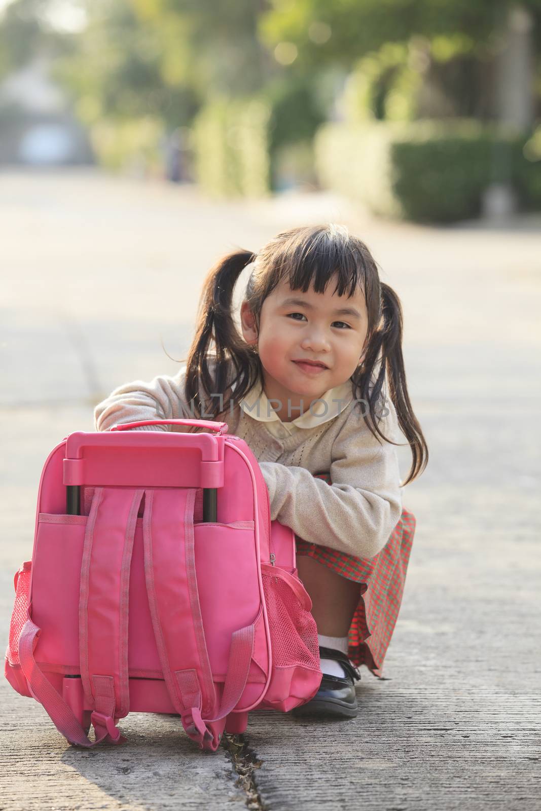 asian student playing after back to home with happiness emotion