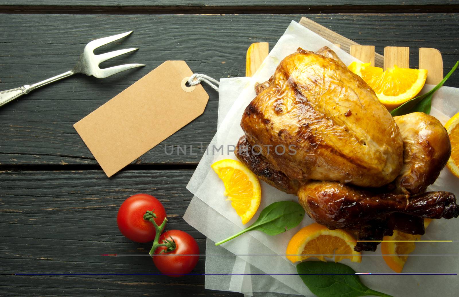 Label attached to roast turkey