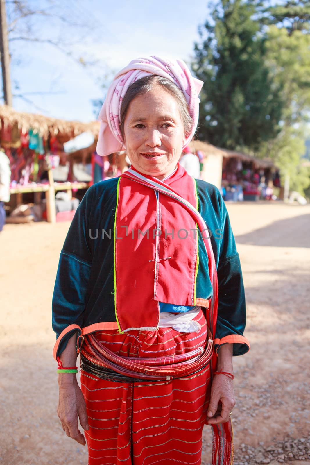 CHIANGMAI THAILAND - JAN10 : dara-ang  thai hill tribe in woman tradition clothes  on january 10 , 2016 in chiangmai thailand
