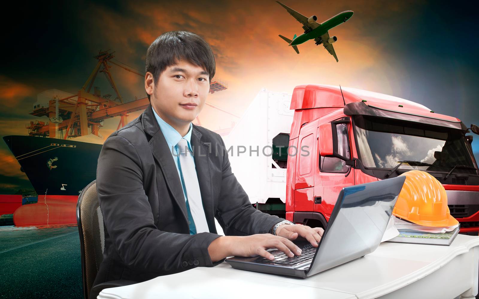 working man in all in one import export transportation logistic business 