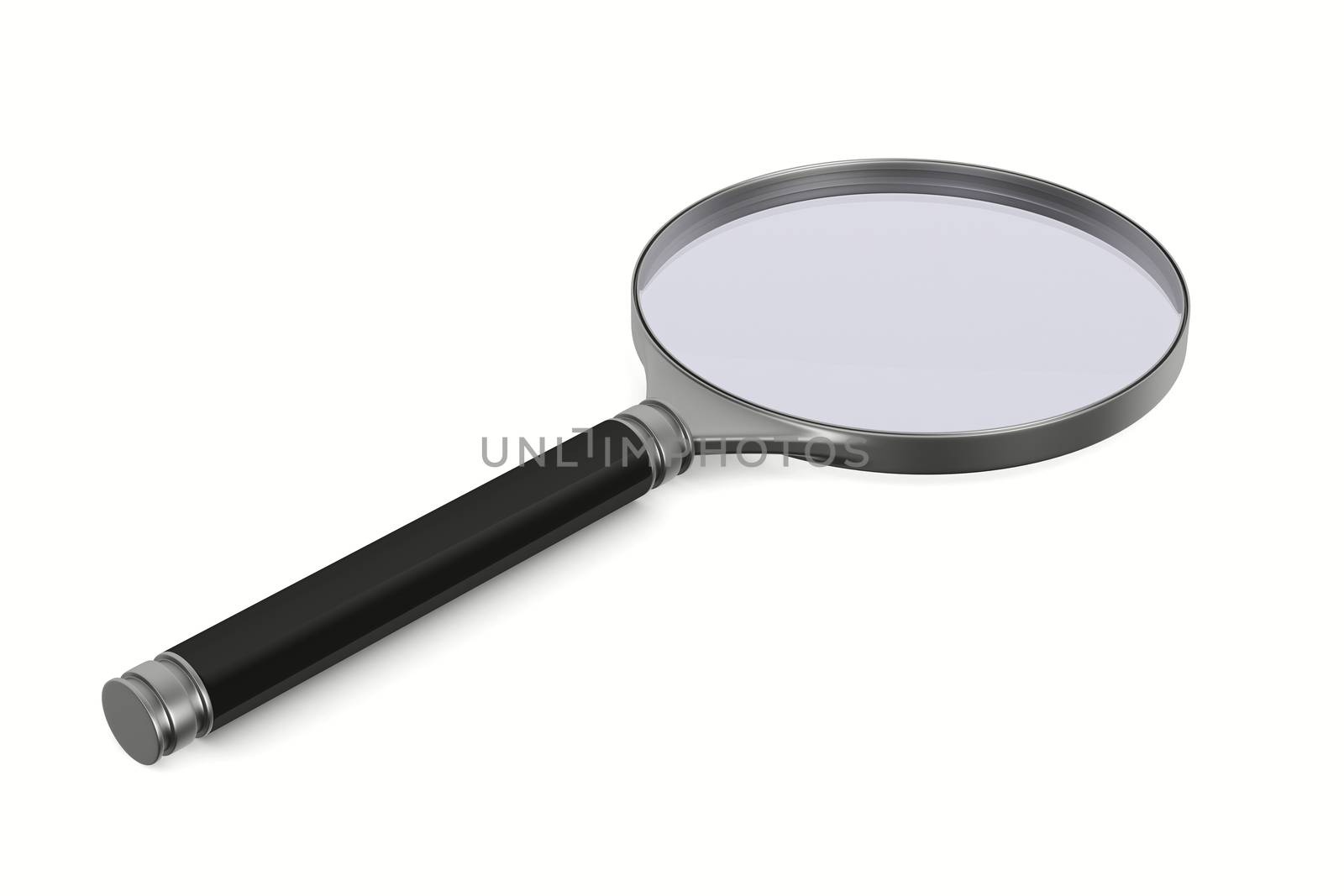 Magnifier on white background. Isolated 3D image by ISerg