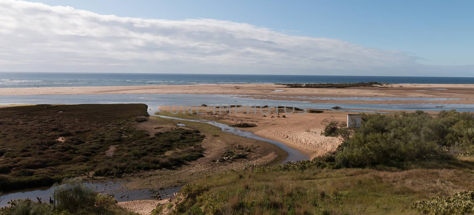 Cacela Velha beautiful landscape of the marshlands and sea.