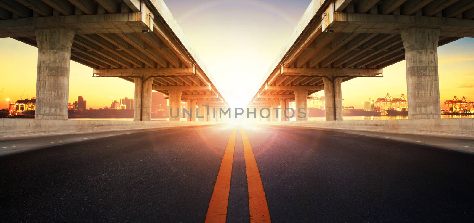 sun rising behind perspective on bridge ram construction and asp by khunaspix