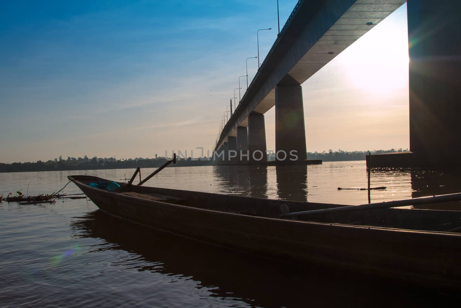 Wooden fishing boats on the Mekong River.