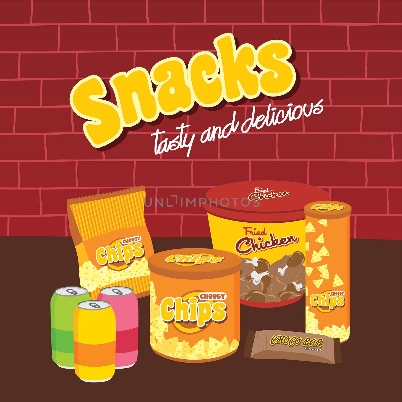 fastfood snacks theme set by vector1st