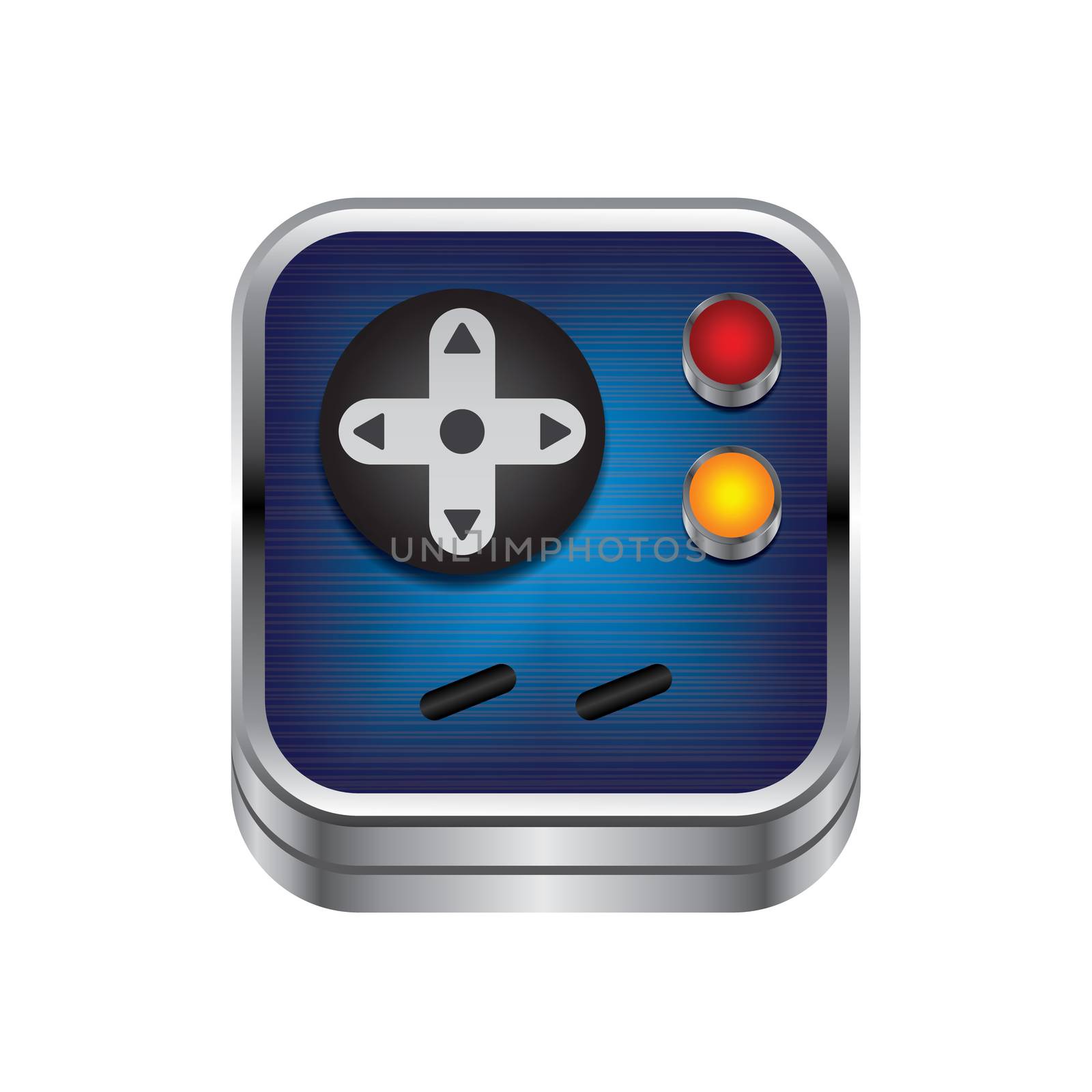 game console button metal theme vector art illustration