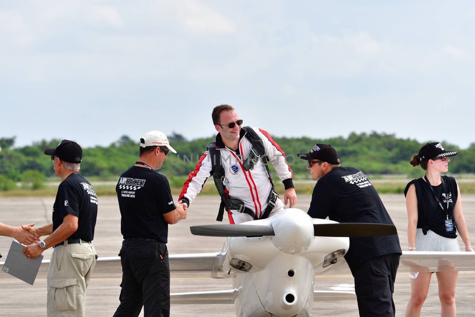 CHONBURI - NOVEMBER 20 : Stanislas Damiron pilot of France with Western Air Racing aircraft in Air Race 1 Thailand at U-Tapao International Airport on November 20, 2016 in Chonburi, Thailand.