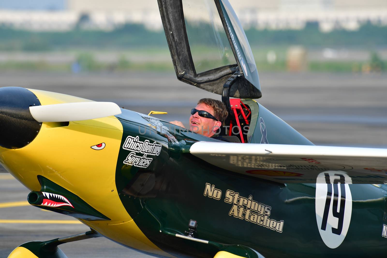 CHONBURI - NOVEMBER 20 : Justin Phillipson pilot of USA with Shoestring aircraft in Air Race 1 Thailand at U-Tapao International Airport on November 20, 2016 in Chonburi, Thailand.