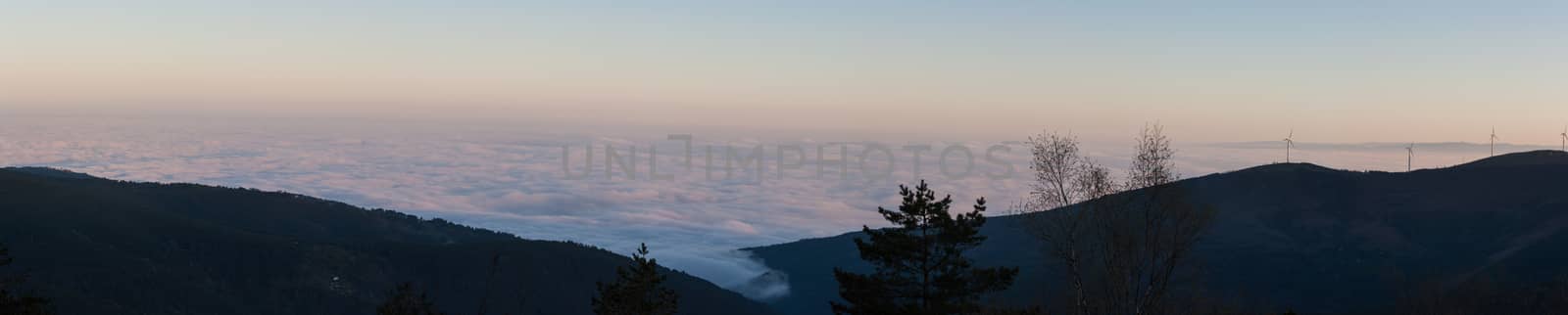 Beautiful overcast over the mountains of Lousa region, Portugal.