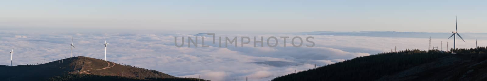 Beautiful overcast over the mountains of Lousa region, Portugal.