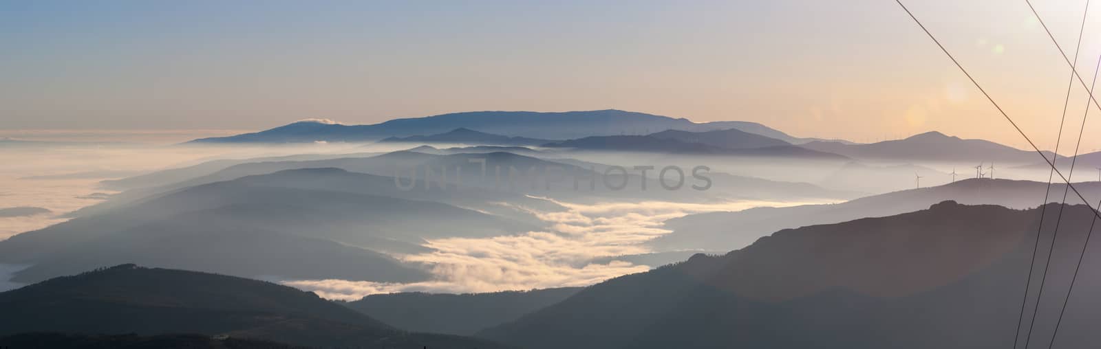 Beautiful overcast over the mountains of Lousa region, Portugal.