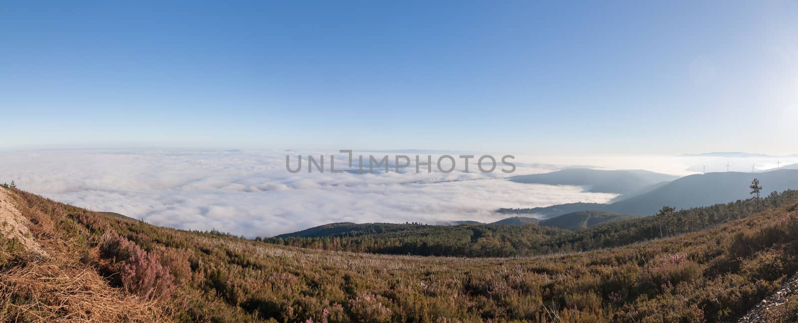 Beautiful overcast over the mountains of Lousa region, Portugal.