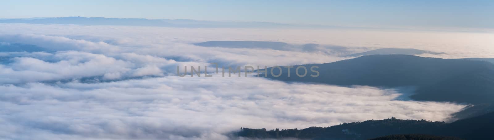 Beautiful overcast over the mountains of Lousa region, Portugal.