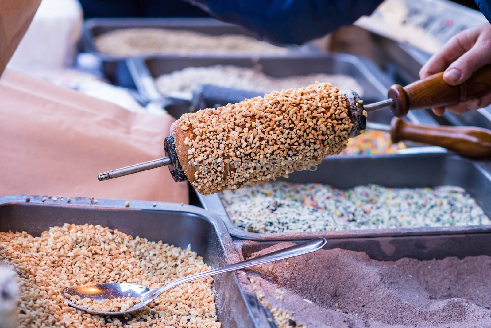 Gourmet dessert with nuts, wholemeal on exhibition