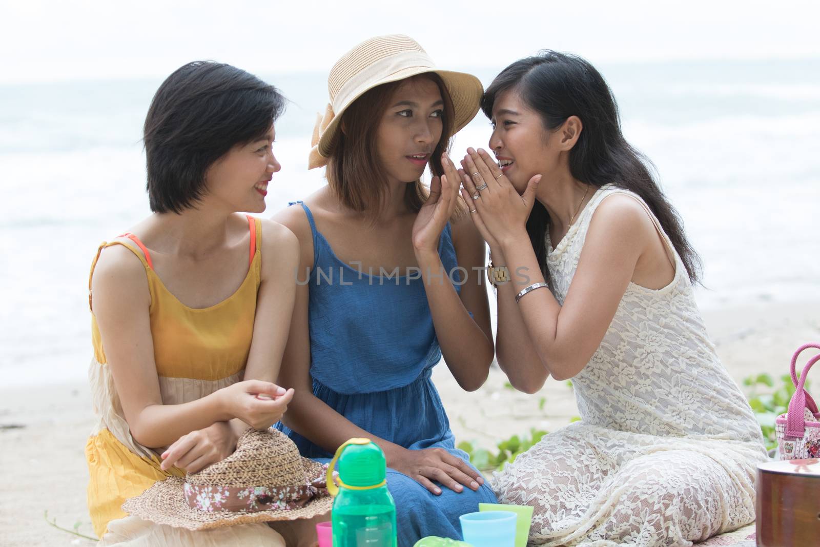 asian woman beach party by khunaspix