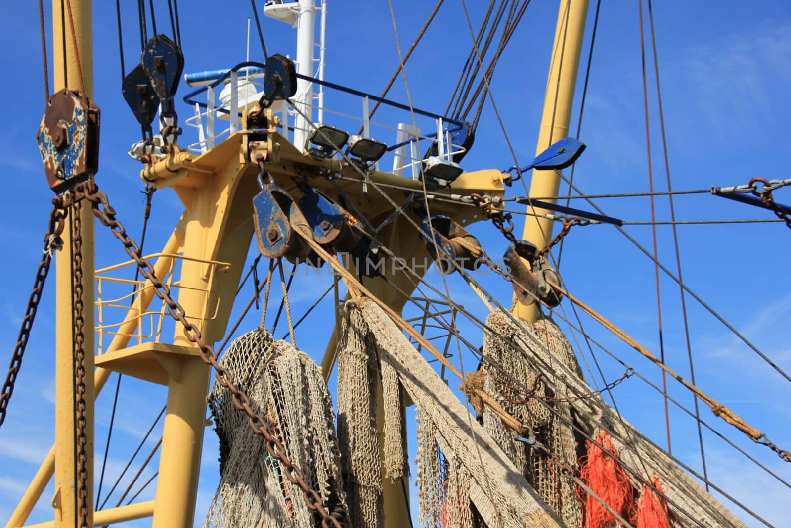 Fishing nets on a mid size trawler