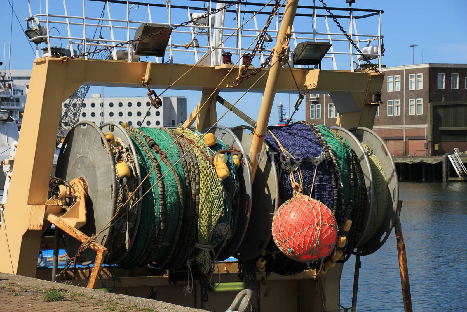 Fishing nets on a mid size trawler