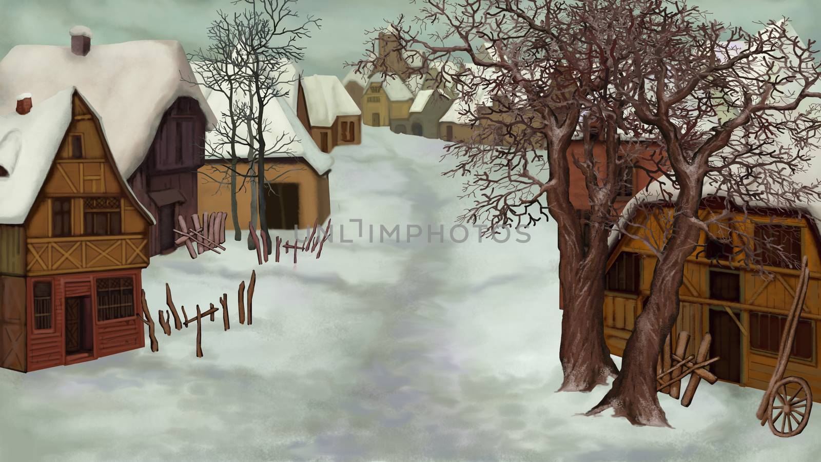 Winter Landscape of Old Dutch Village by Multipedia