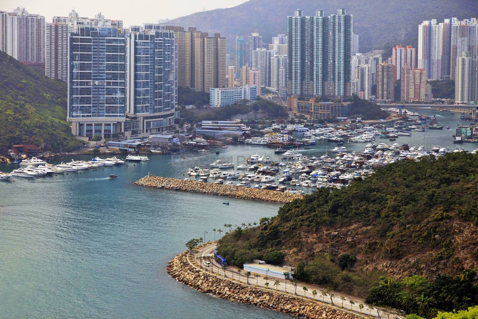 Residential building in Hong Kong. The city is one of the most populated areas in the world.    
