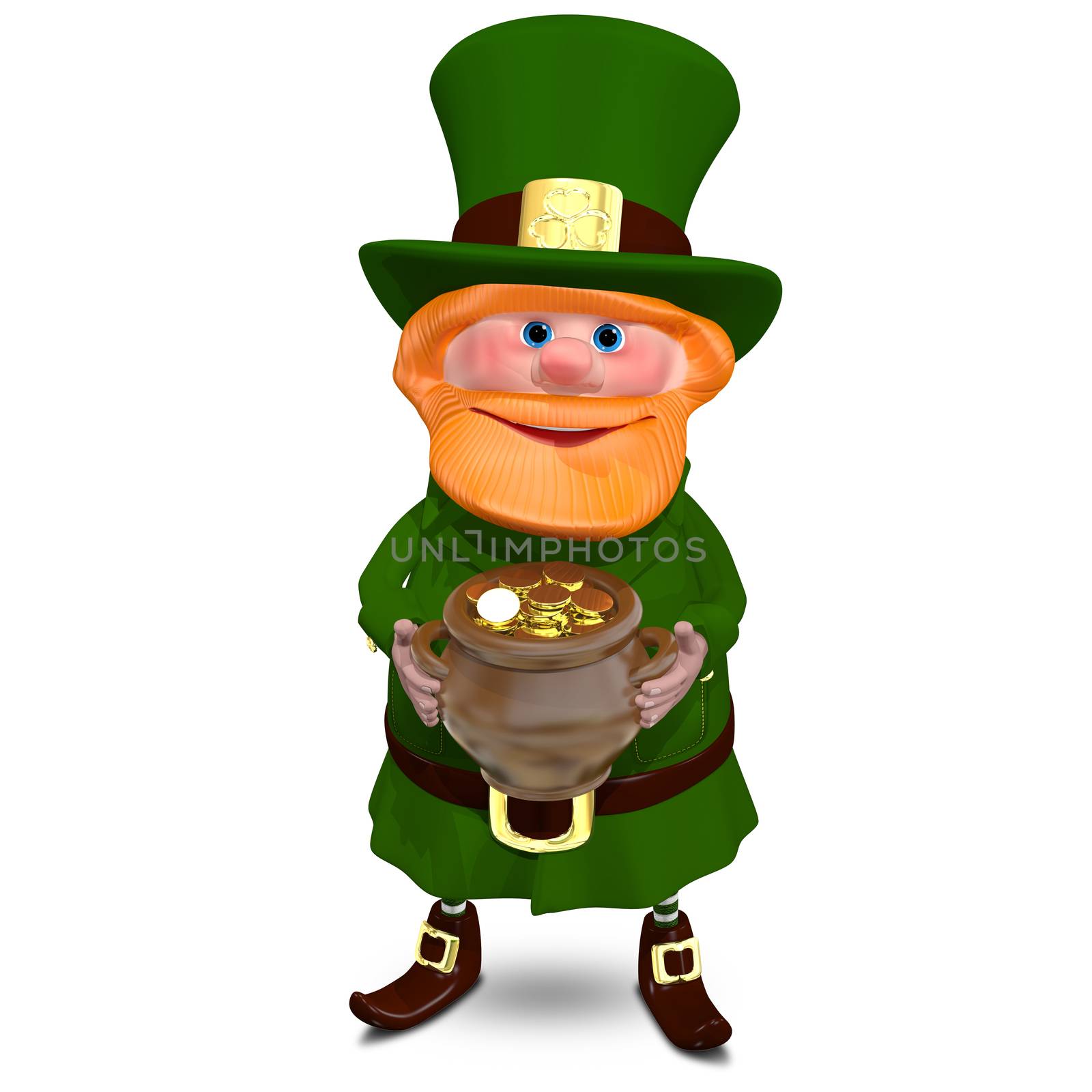 3D Illustration of Saint Patrick with a Pot of Gold by brux