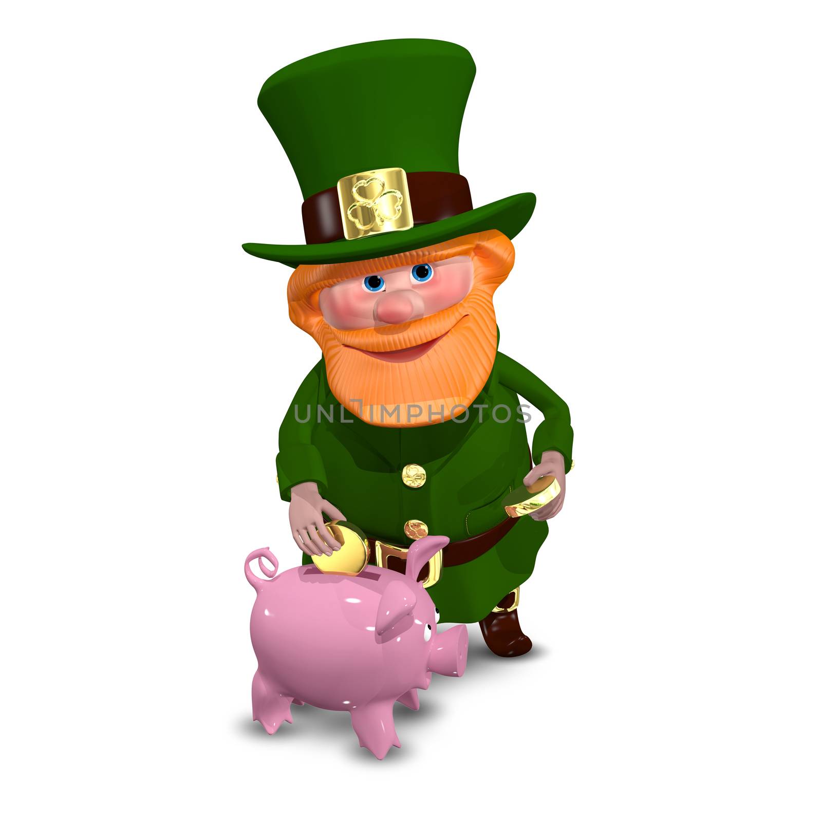 3D Illustration of Saint Patrick with Piggy Bank by brux