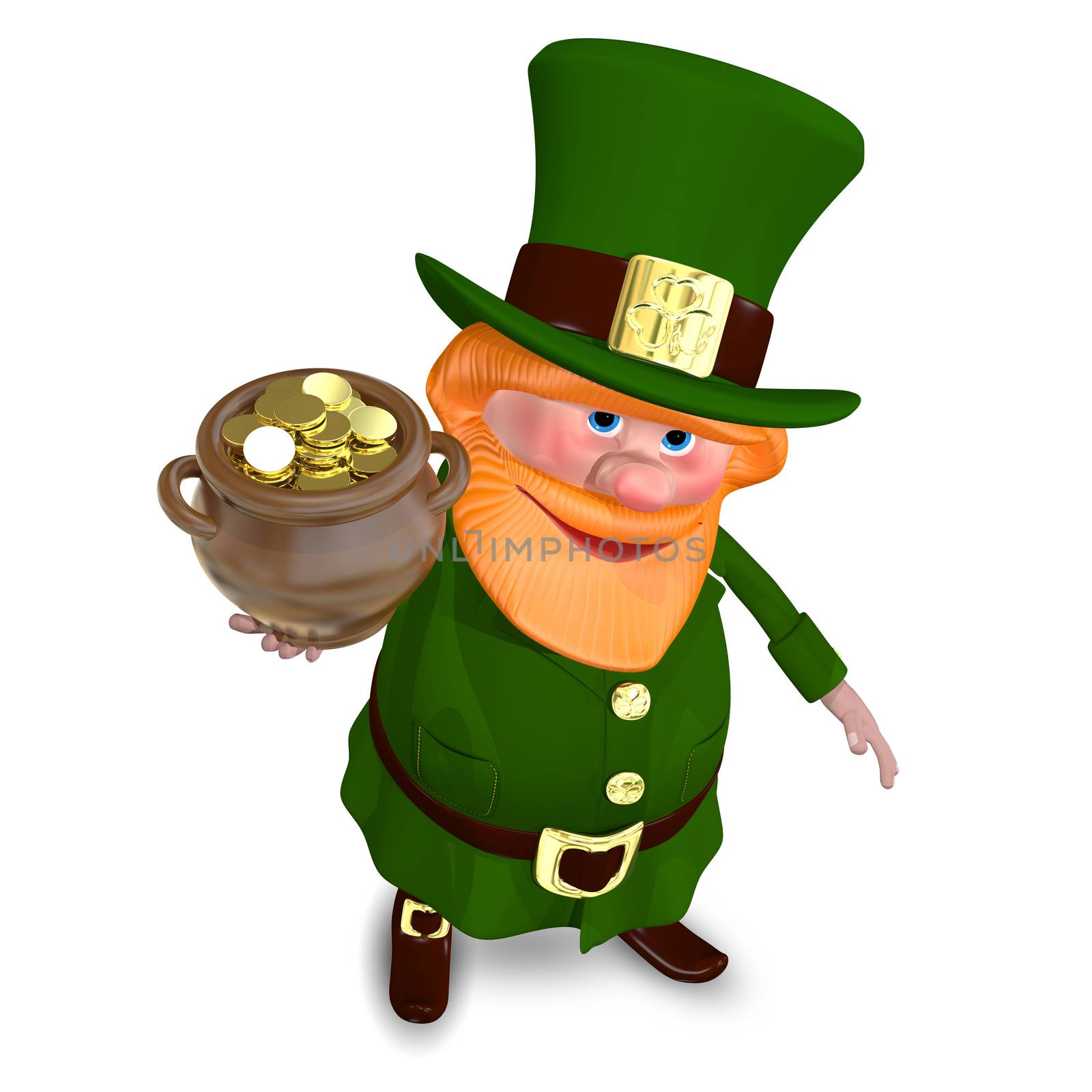 3D Illustration Saint Patrick Raises Pot of Gold by brux