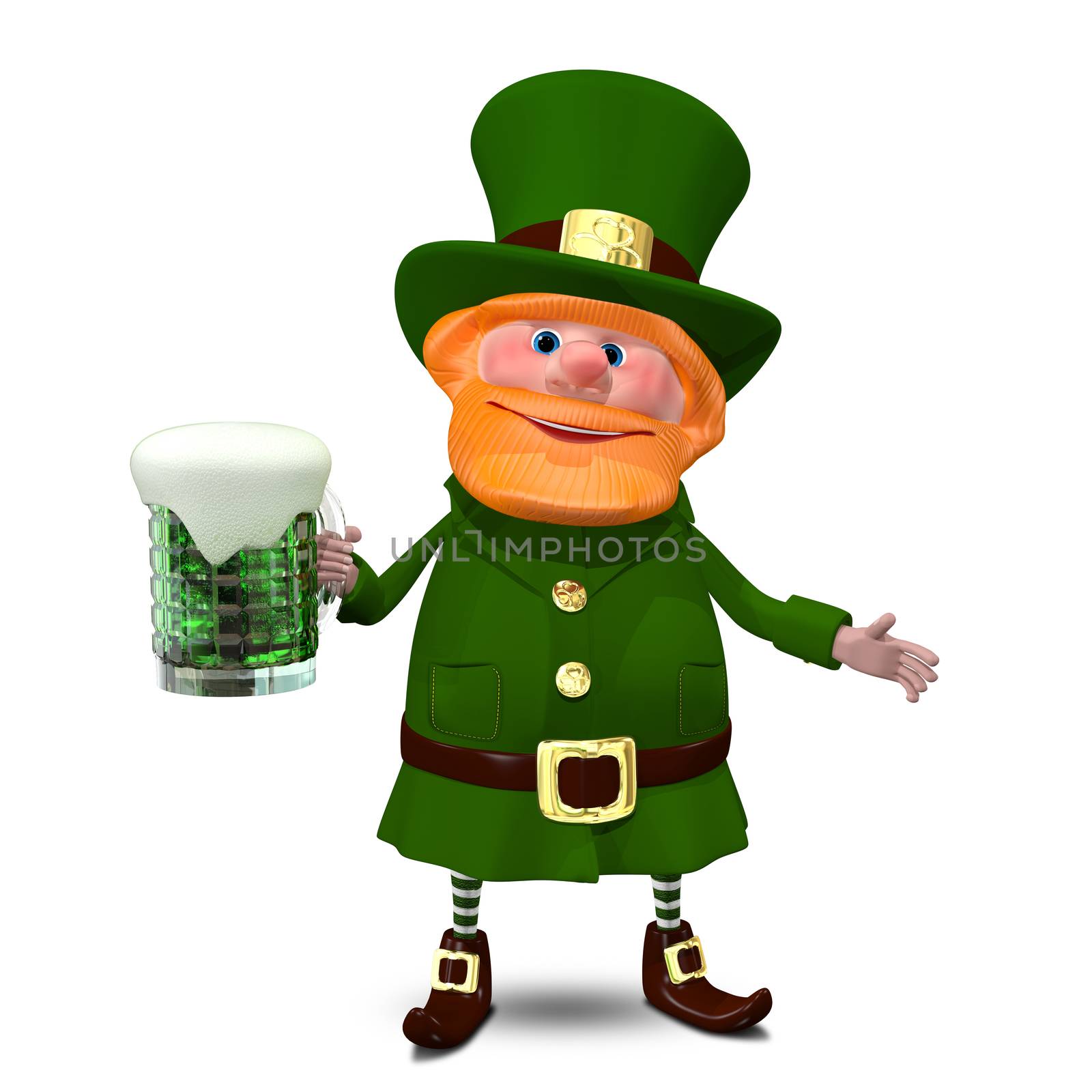 3D Illustration of Saint Patrick with Beer by brux