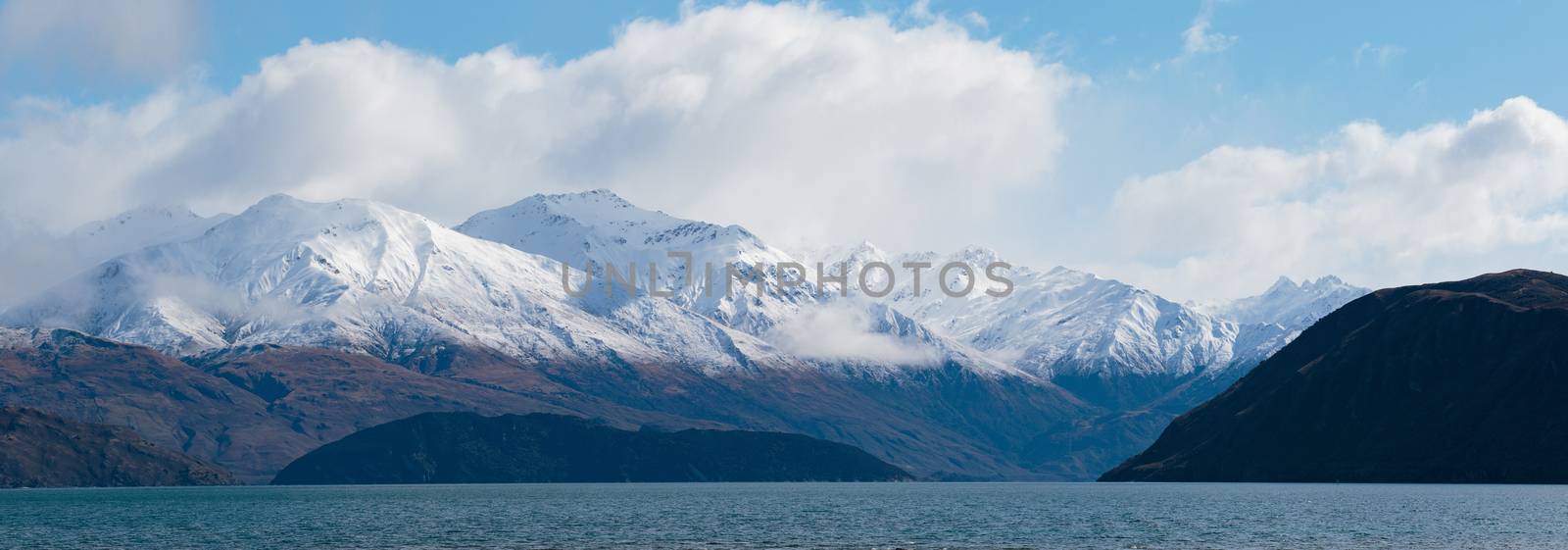 panorama mountain view beautiful look out of lake wanaka winter  by khunaspix