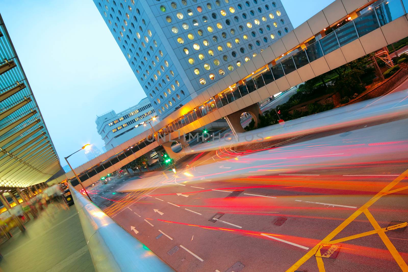 traffic city dusk in hong kong