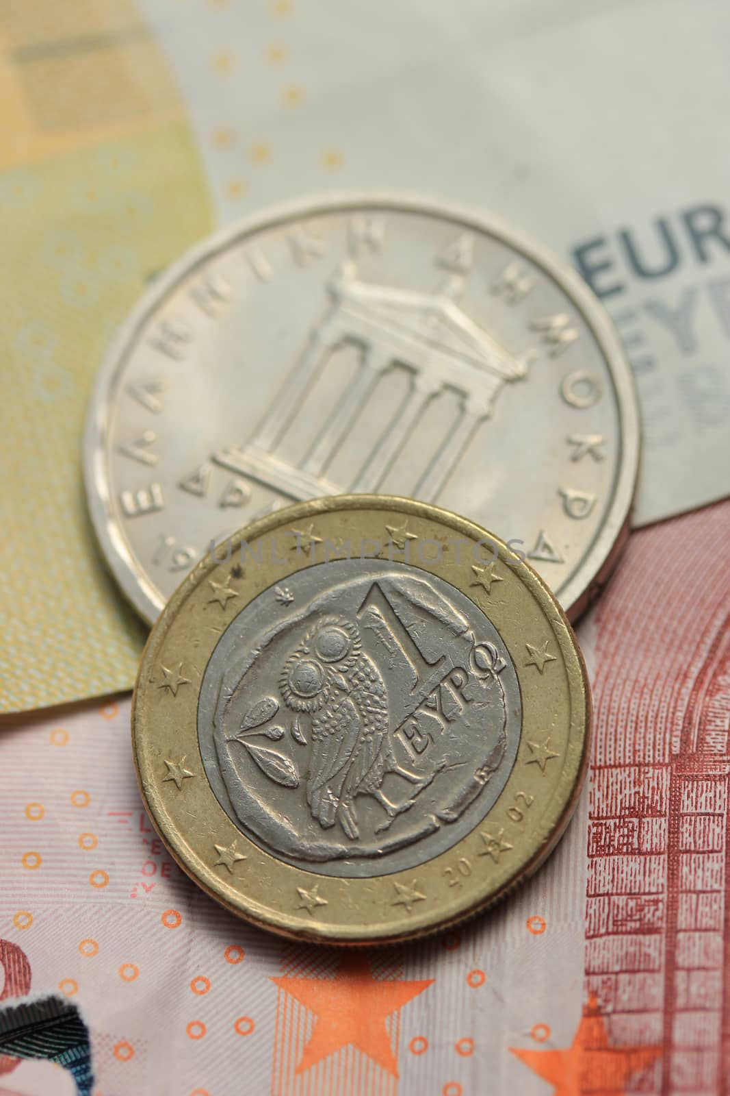 Greek and euro money by studioportosabbia