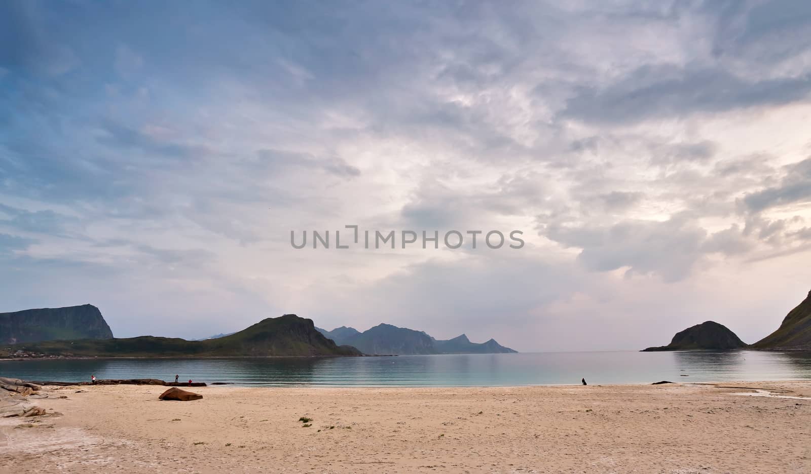 Norway coast. Ocean beach. Vacation in Norway, Lofoten islands