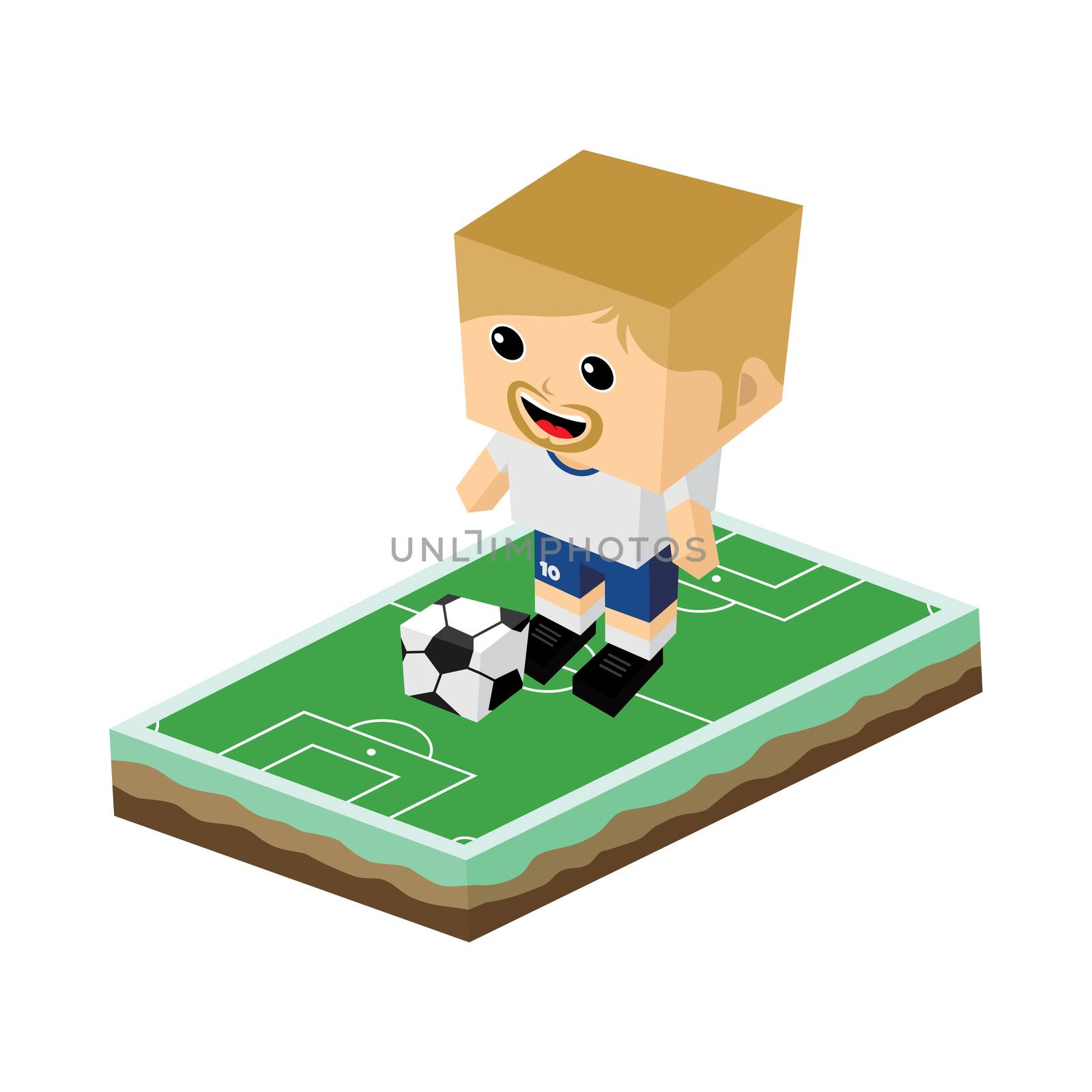 cartoon soccer player isometric theme vector art illustration