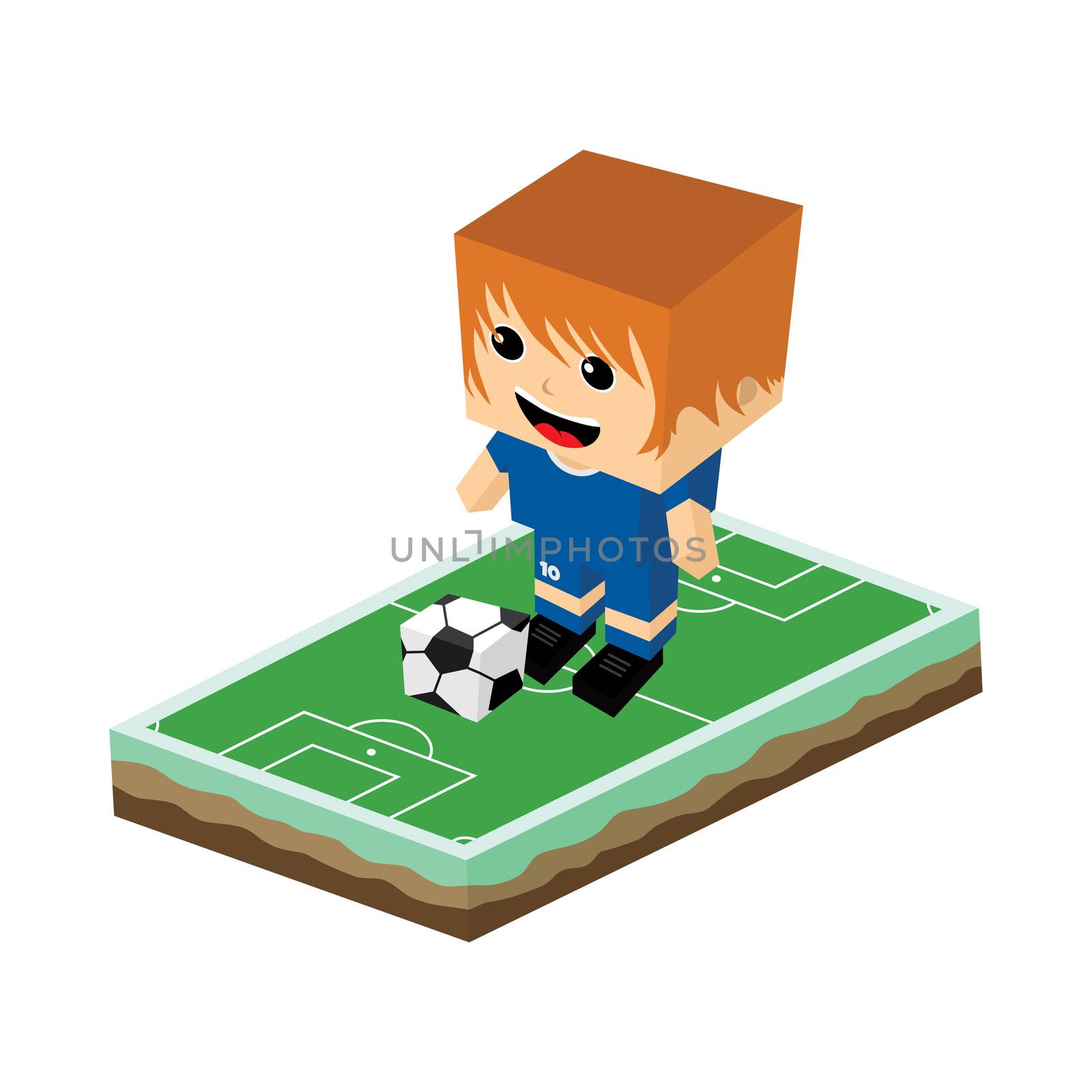 cartoon soccer player isometric theme vector art illustration