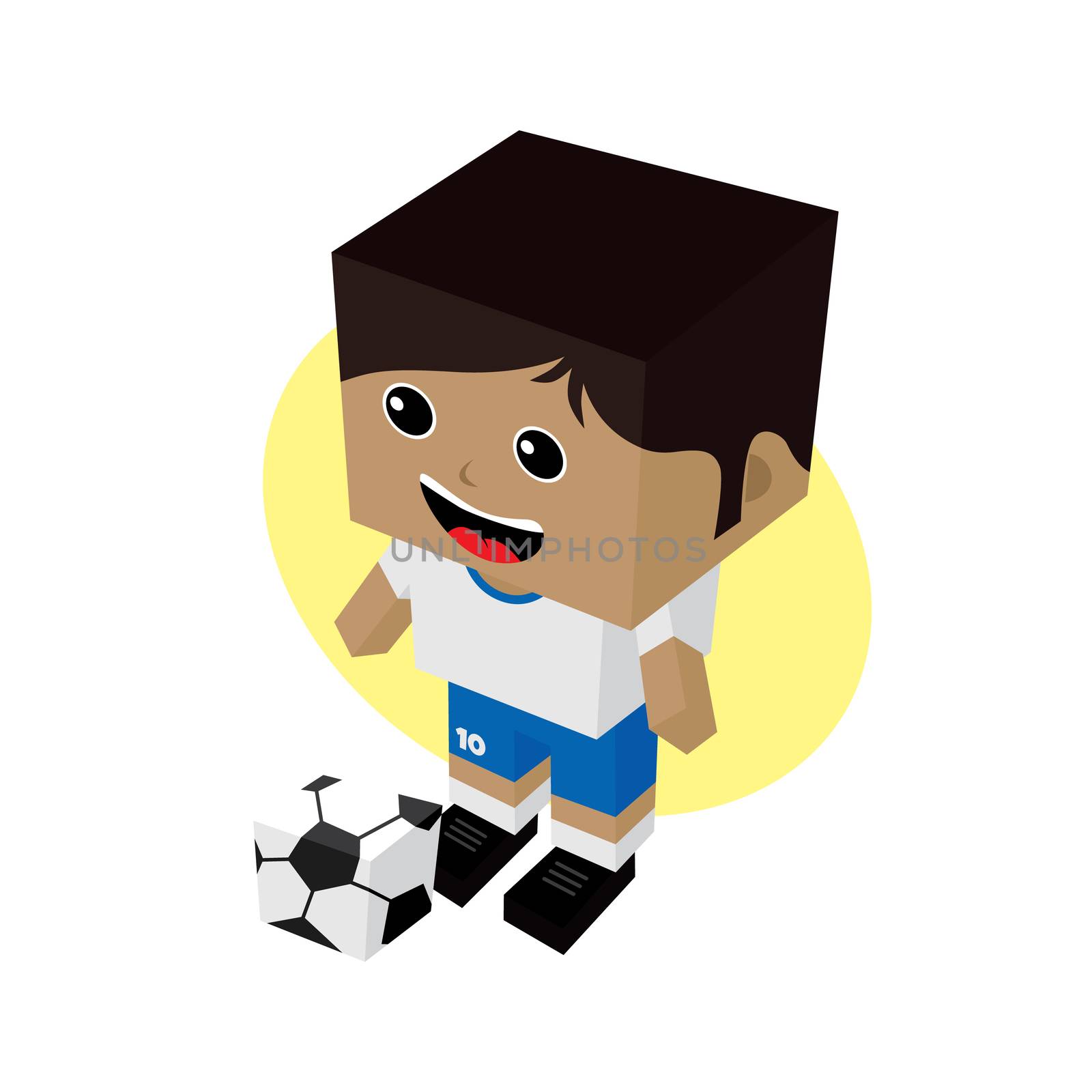 cartoon soccer player isometric theme vector art illustration