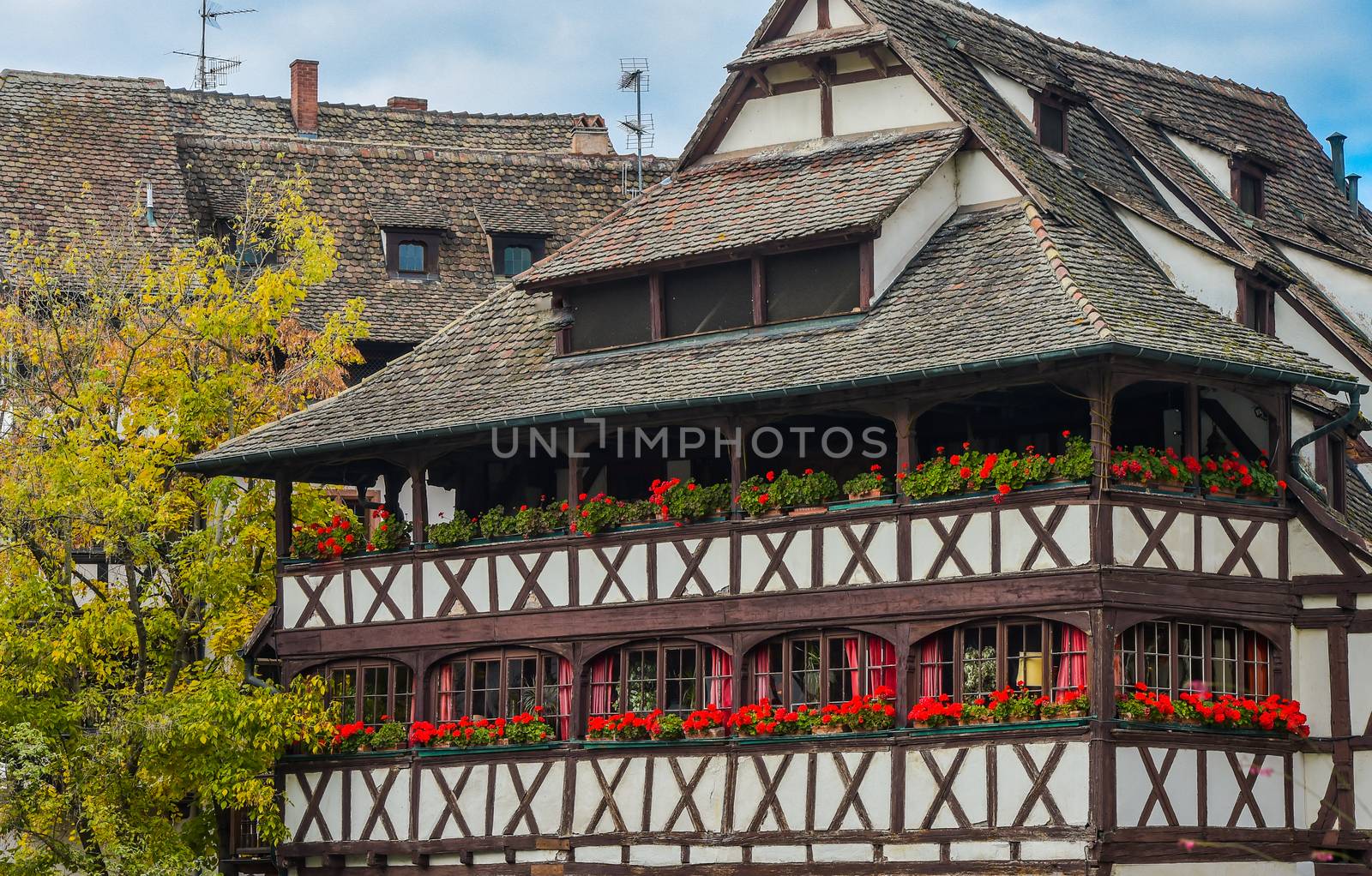 Strasbourg, Strasbourg, part of nice house in Petite France area. in Petite France area, Alsace, Bas Rhin