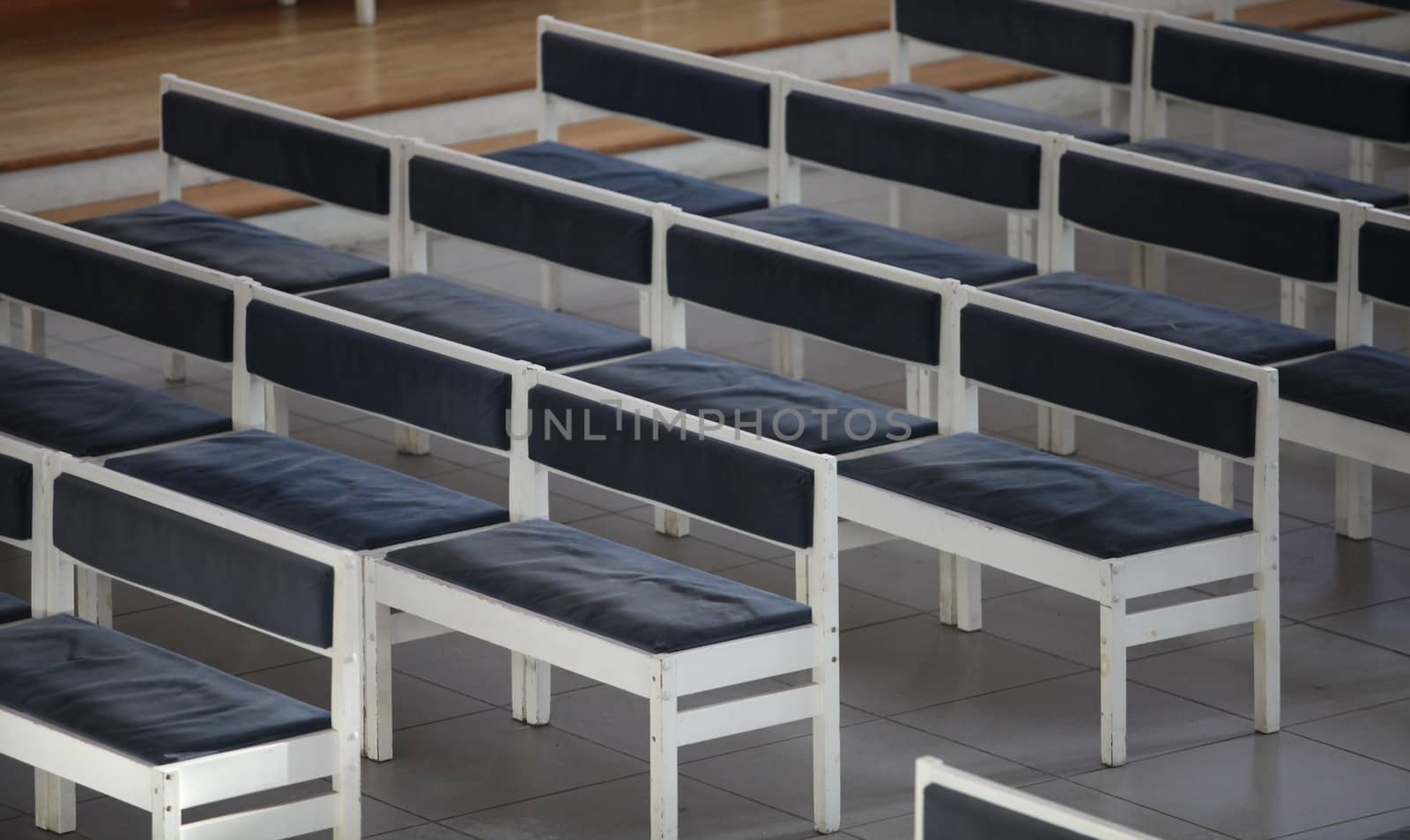 Row of benches inside a church