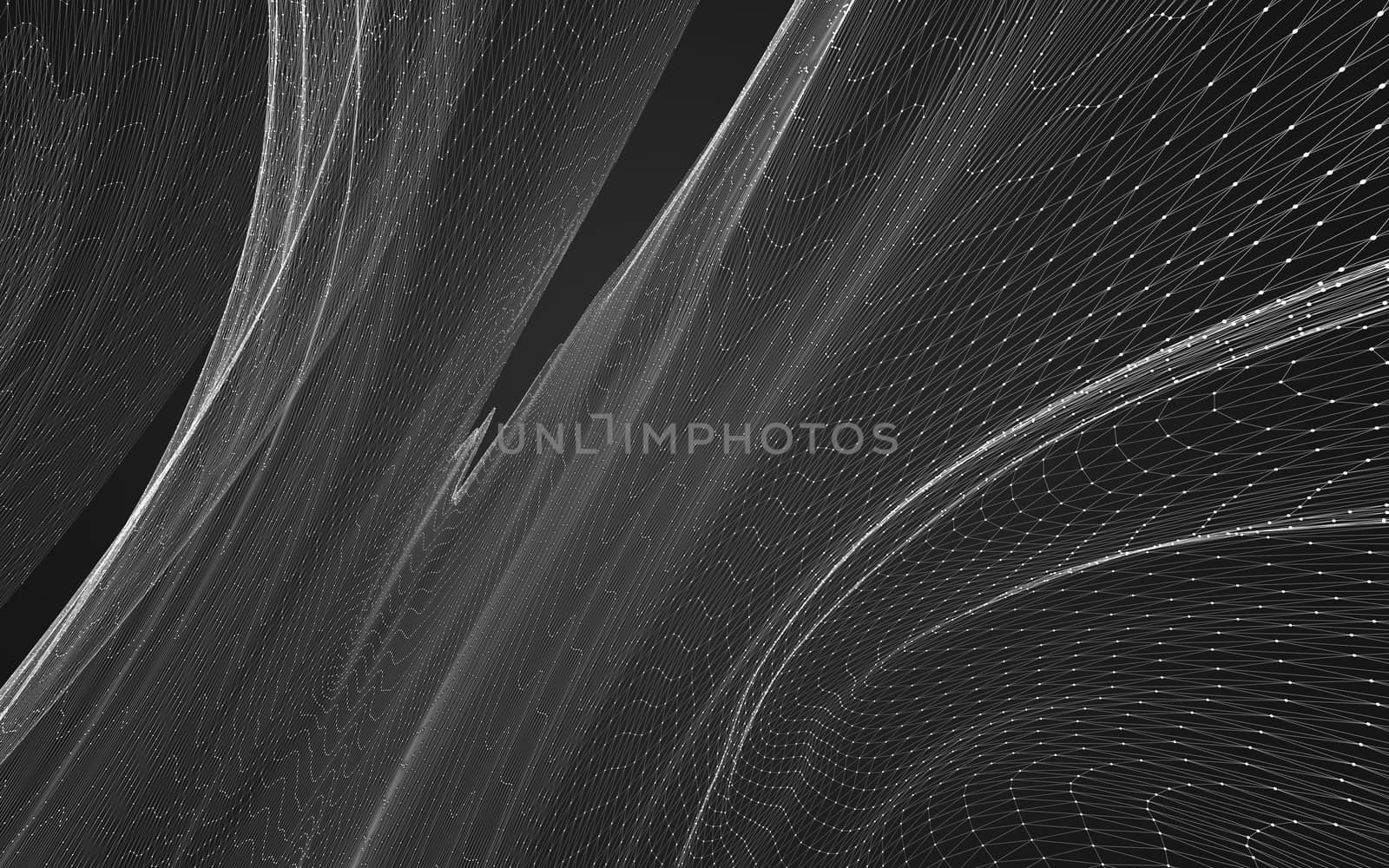 Abstract polygonal space low poly dark background with connecting dots and lines. Connection structure. 3d rendering