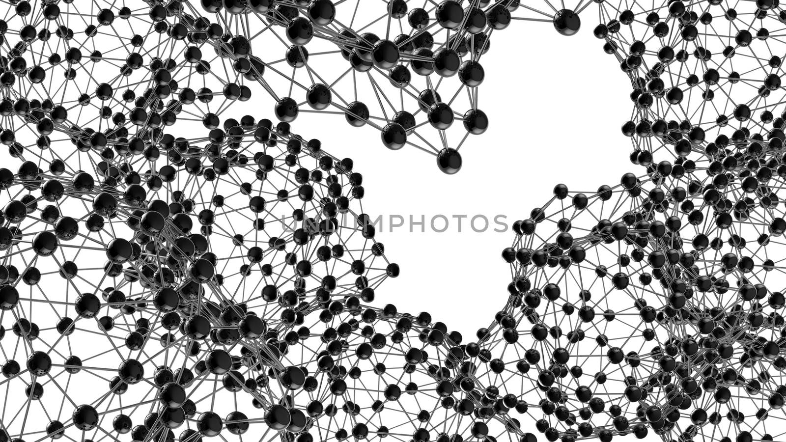 Molecular geometric chaos abstract structure. Science technology network connection hi-tech background with copyspace 3d rendering by skrotov