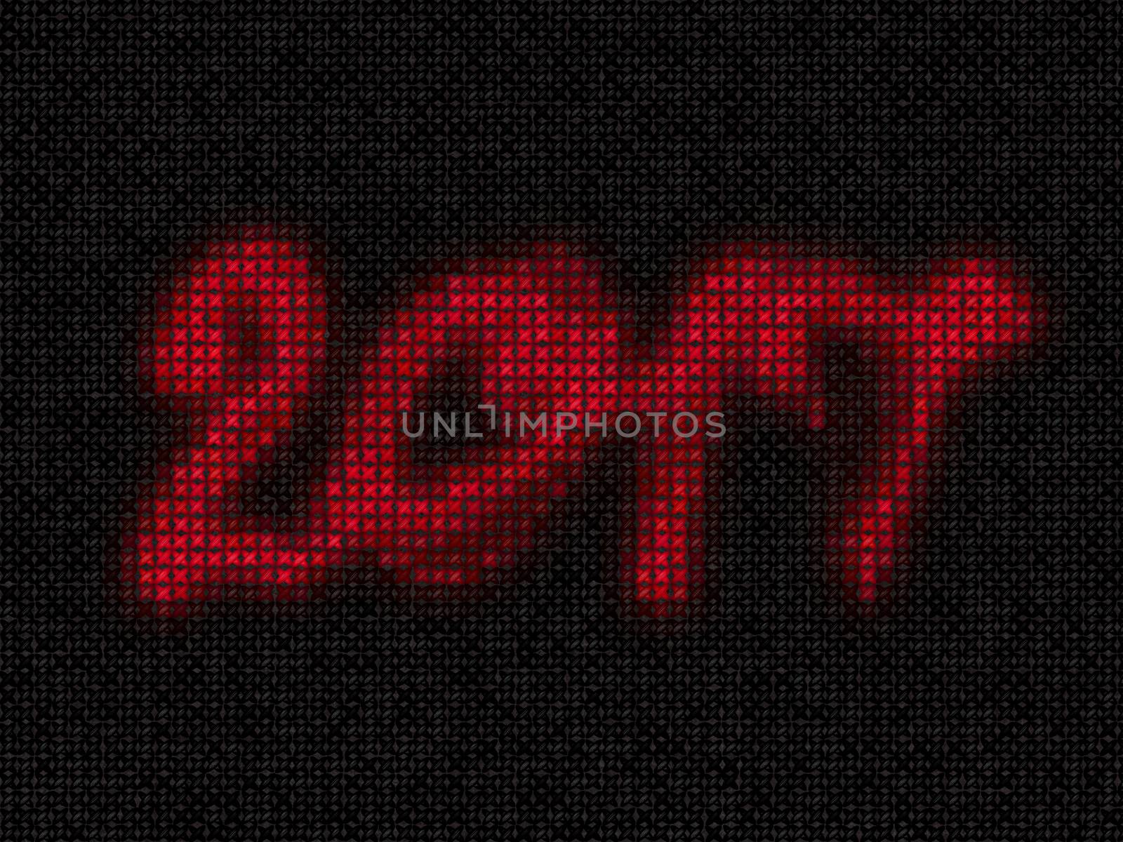 Happy new year 2017 isolated embroidered knit numbers lettering on black cloth background by skrotov