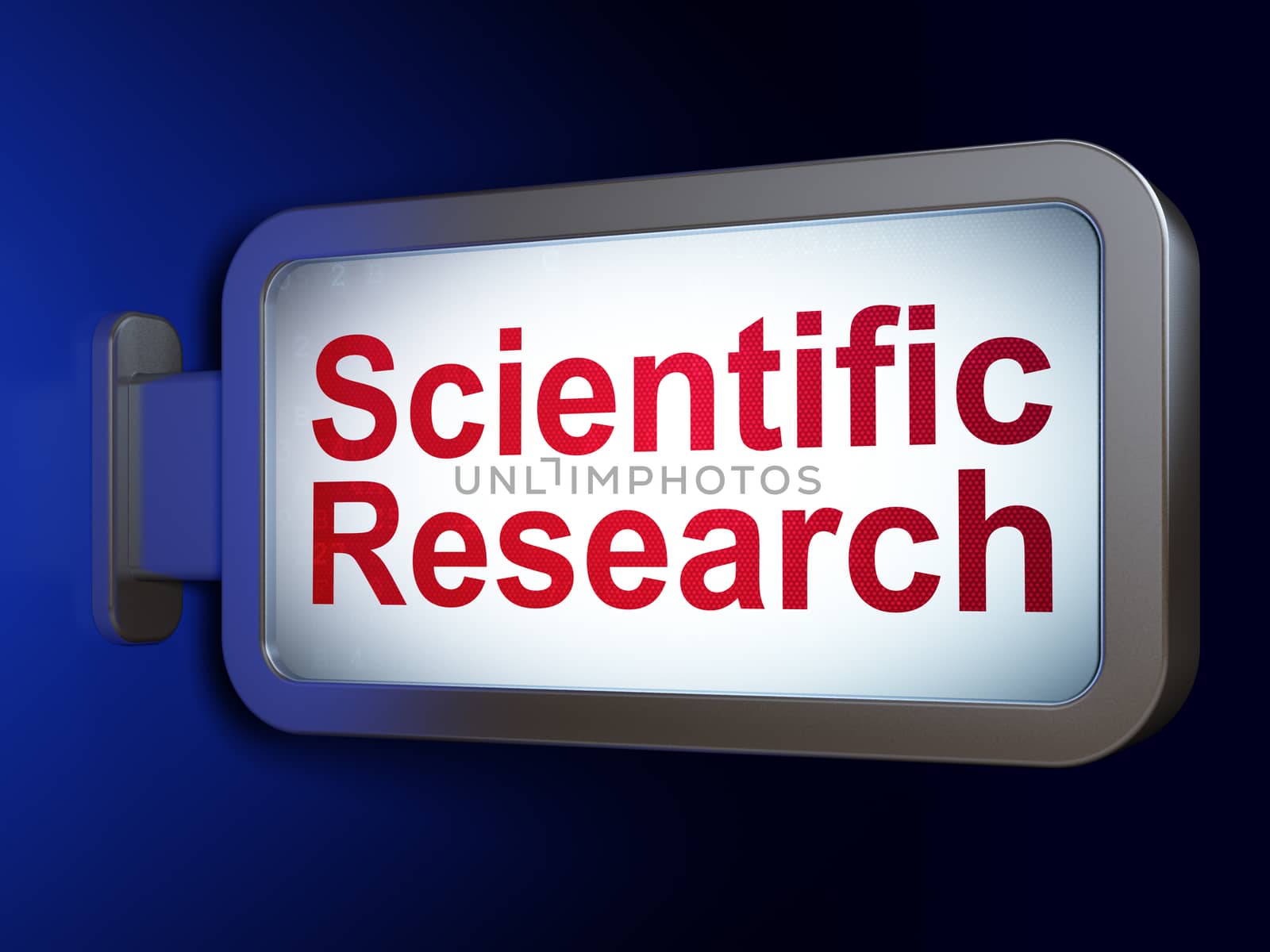 Science concept: Scientific Research on advertising billboard background, 3D rendering