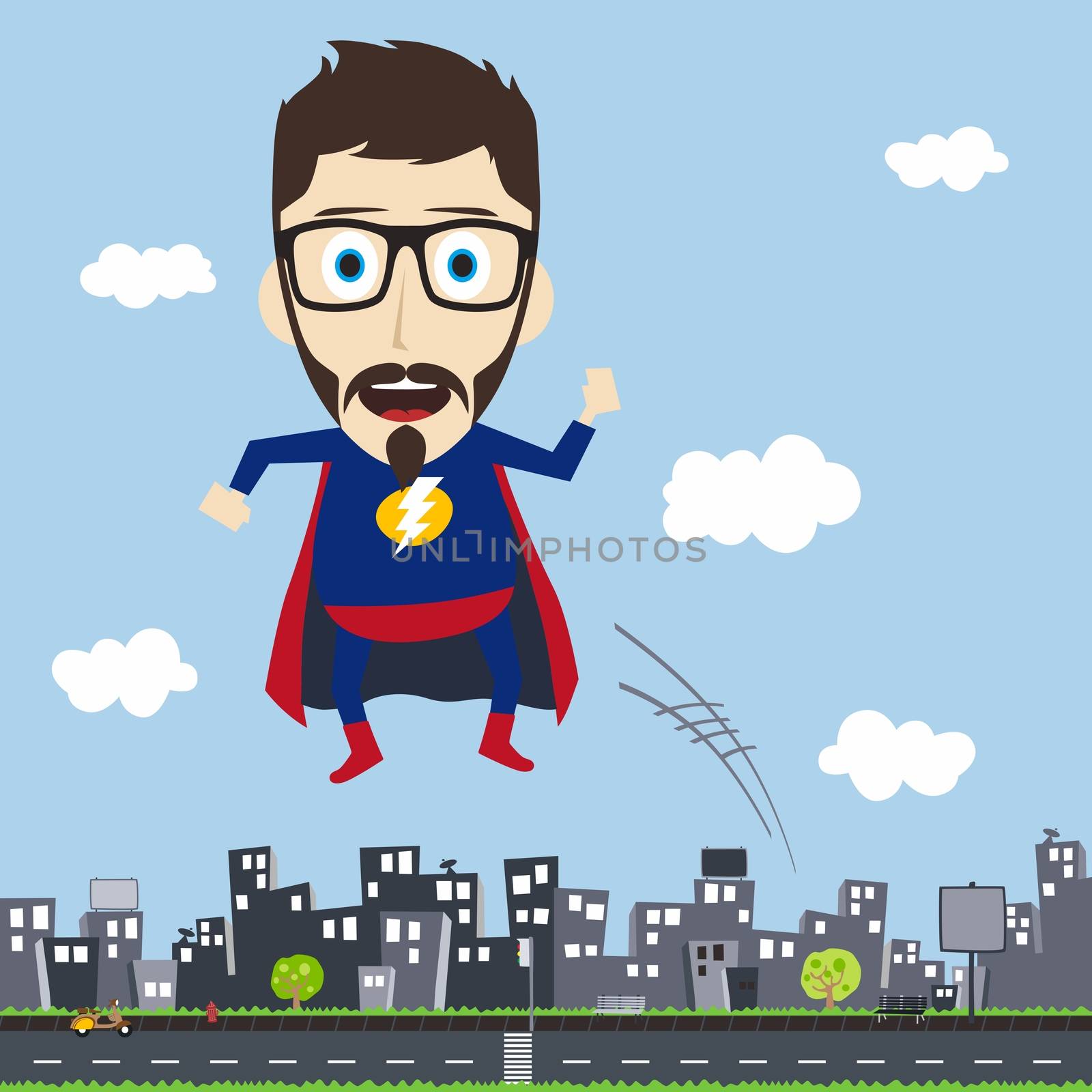 superhero cartoon character theme vector art illustration