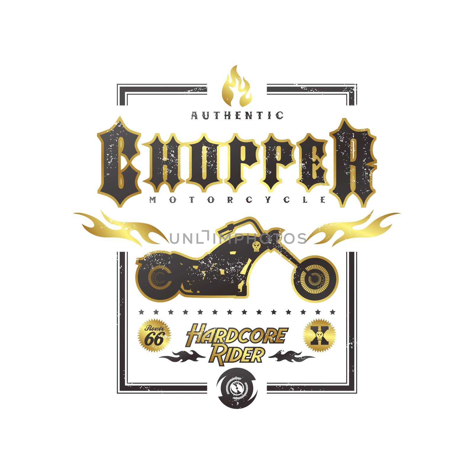 classic chopper motorcycle theme vector art illustration