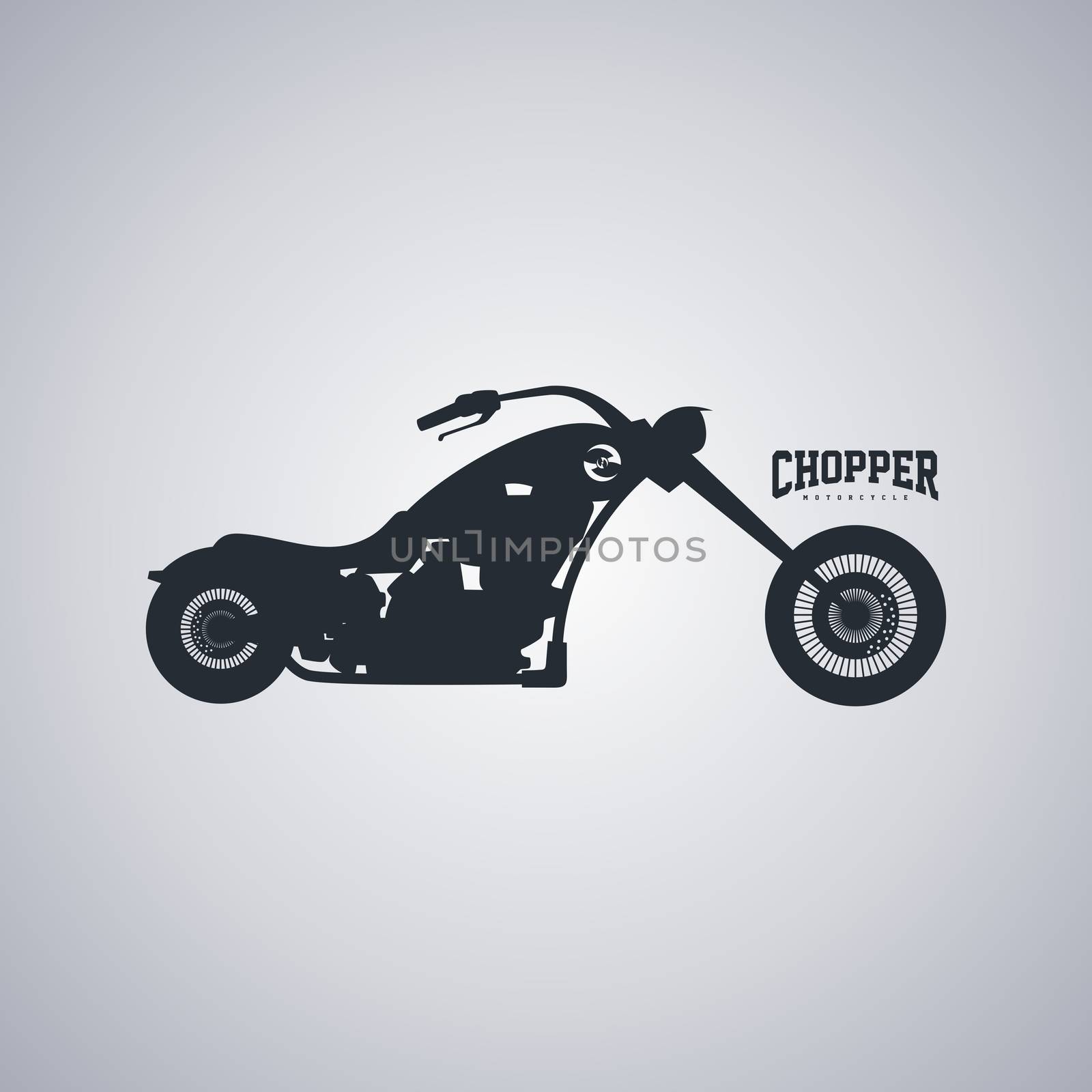 classic chopper motorcycle theme vector art illustration